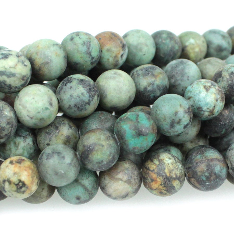 Dakota Stones Matte African Turquoise 8mm Round Gemstones. 8" Strand. ATQ8RD-M-8