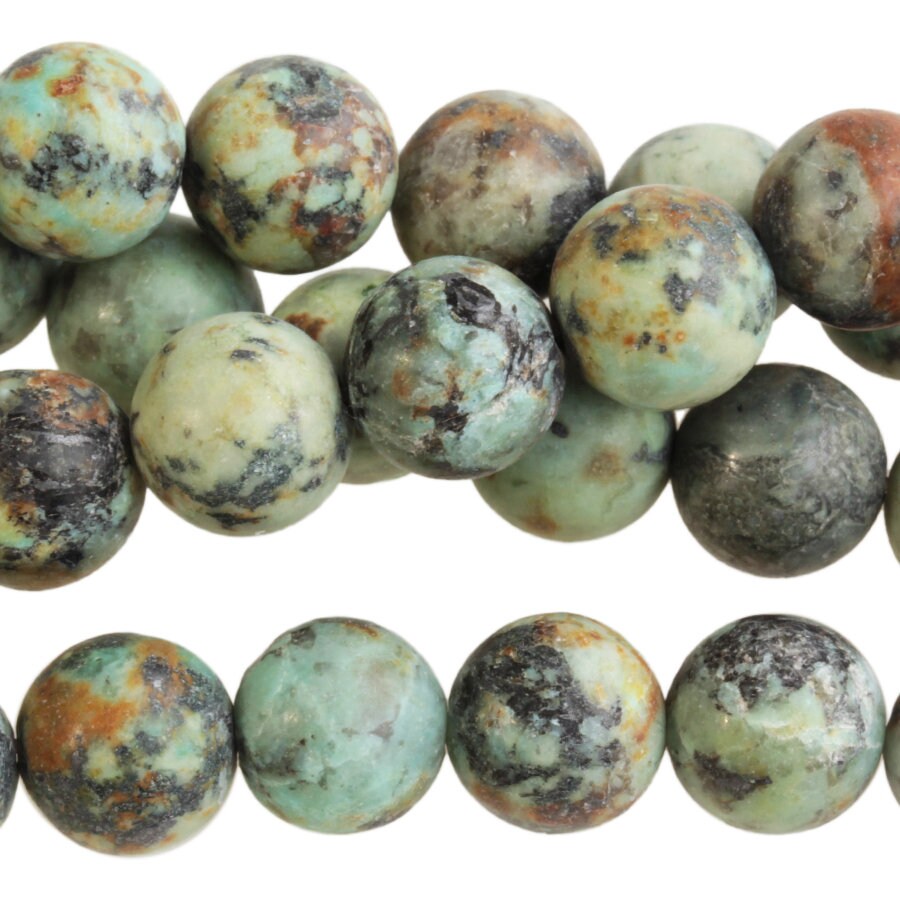 Dakota Stones Matte African Turquoise 10mm Round Gemstones. 8" Strand. ATQ10RD-M-8