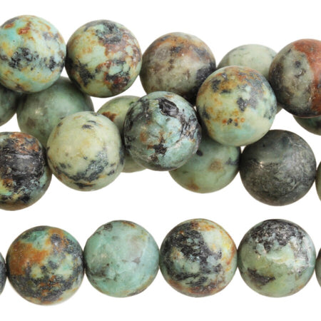 Dakota Stones Matte African Turquoise 10mm Round Gemstones. 8" Strand. ATQ10RD-M-8