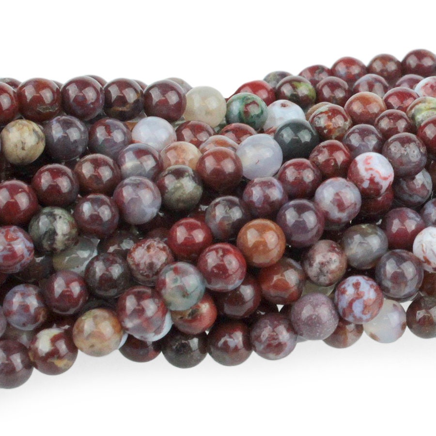 Dakota Stones Red Lightning Agate 4mm Round Gemstones. 8" Strand. RLA4RD-8