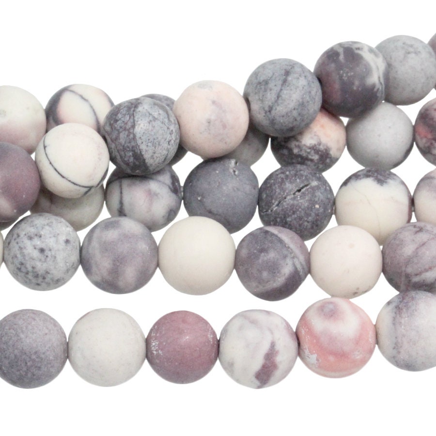 Dakota Stones Matte Porcelain Jasper 6mm Round Gemstones. 8" Strand. PCL6RD-M-8