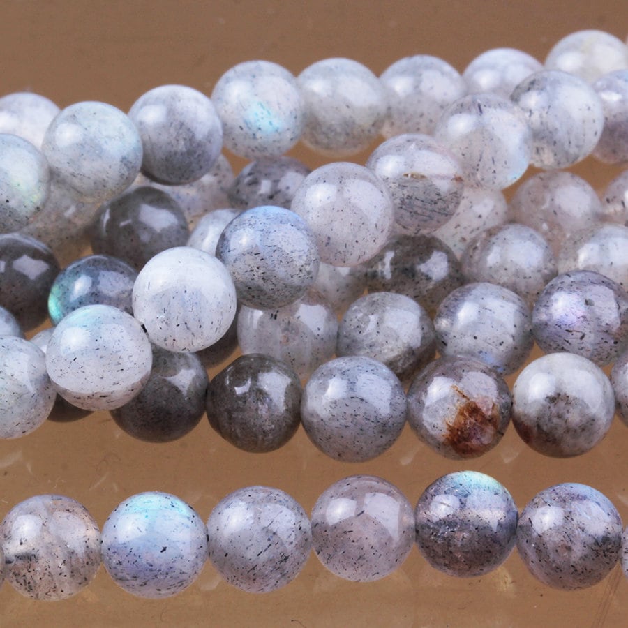 Dakota Stones Labradorite 6mm A Grade Round Beads Gemstones. 8" Strand. LBT6RD-A-8