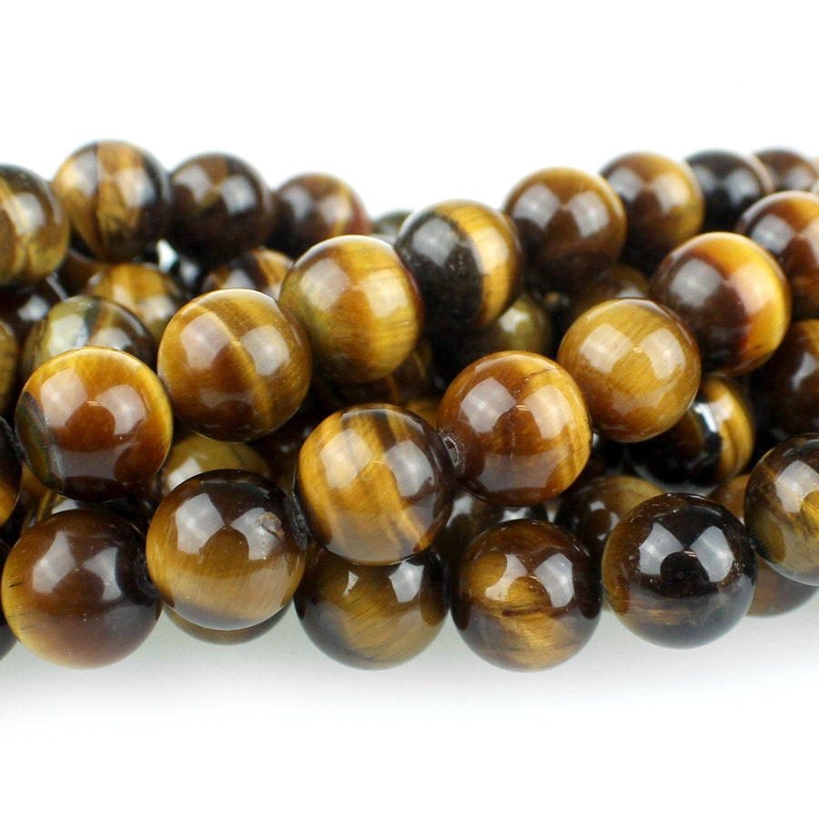 Dakota Stones Tiger Eye 10mm Round Gemstones. 8" Strand. TGE10RD-8