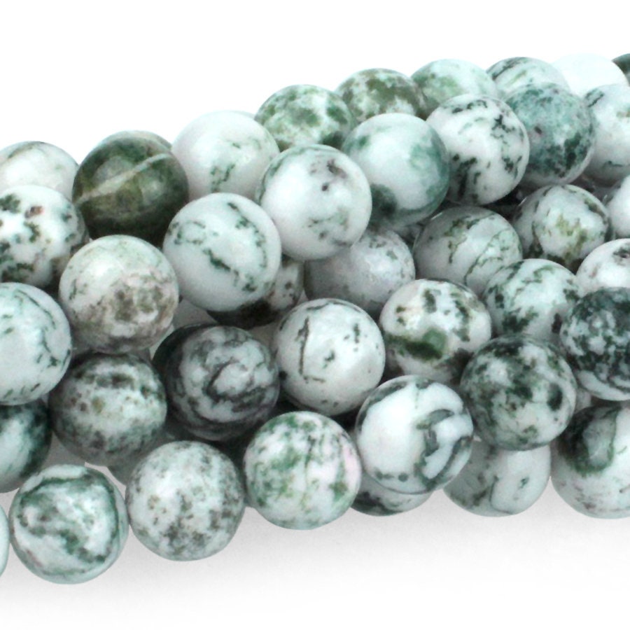 Dakota Stones Tree Agate 10mm Round Gemstones. 8" Strand. TAG10RD-8
