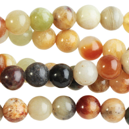 Dakota Stones Flower Jade 6mm Round Beads Gemstones. 8" Strand. FJD6RD-8