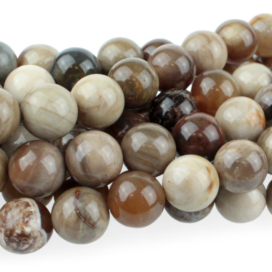 Dakota Stones Wood Opalite 10mm Round Gemstones 8" Strand WOP10RD-8