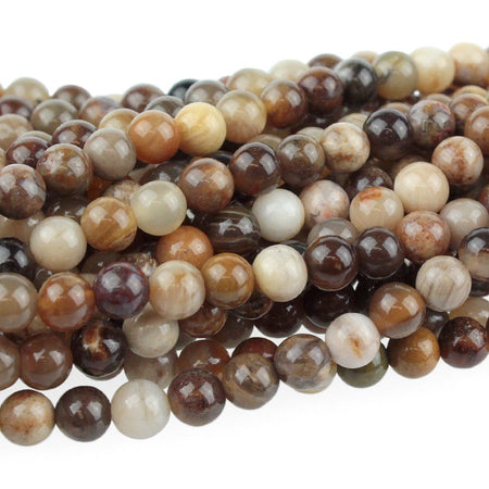 Dakota Stones Wood Opalite 4mm Round Gemstones 8" Strand WOP4RD-8