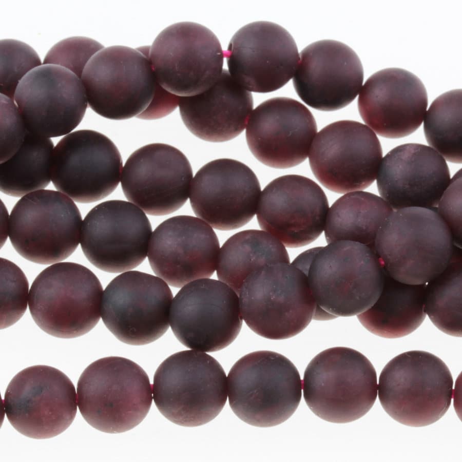 Dakota Stones Matte Red Garnet 6mm Round Gemstones. 8" Strand. RGT6RD-M-8