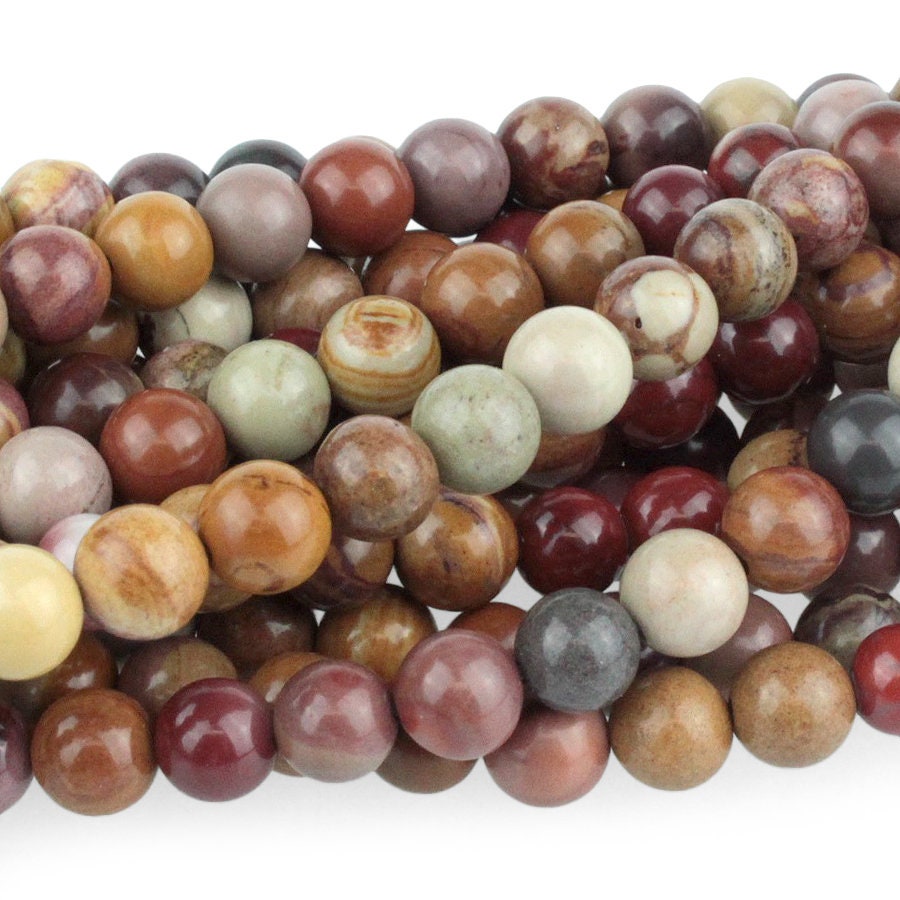 Dakota Stones Sunset Mookaite 6mm Round Gemstones. 8" Strand. SMK6RD-8