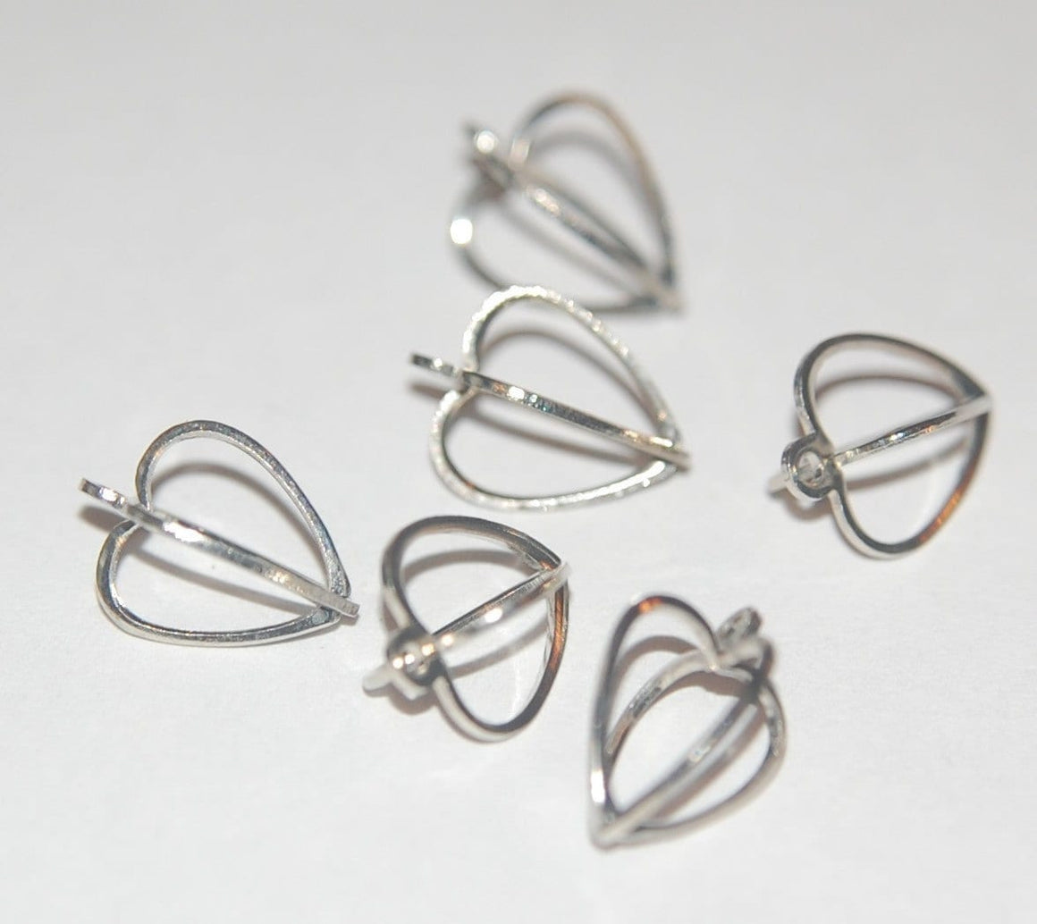 Open Silver Tone Heart Shaped Charm Drops chr090A