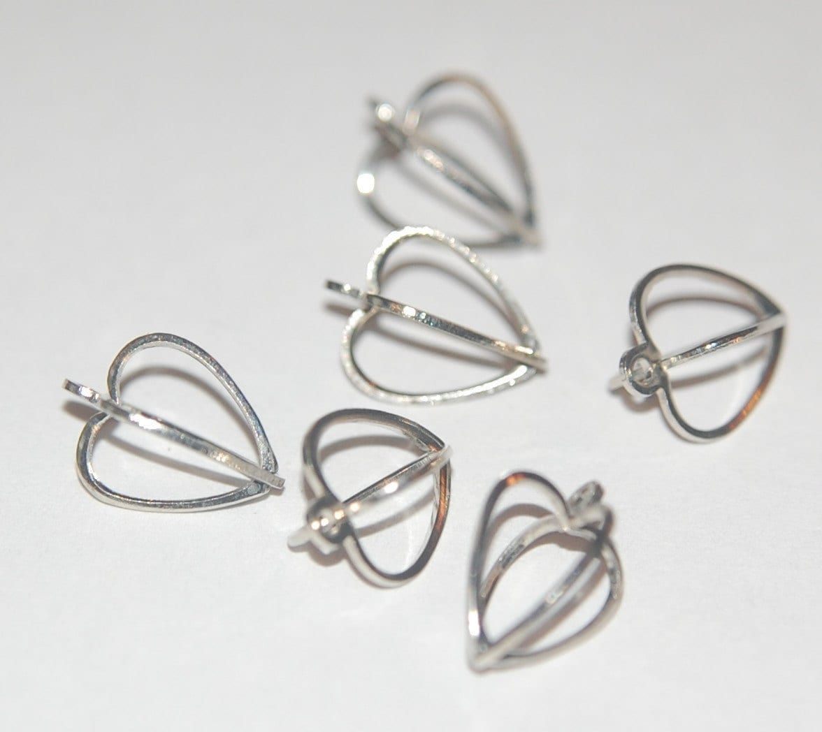 Open Silver Tone Heart Shaped Charm Drops chr090A