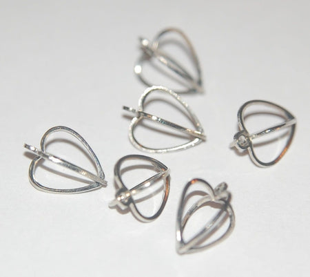 Open Silver Tone Heart Shaped Charm Drops chr090A
