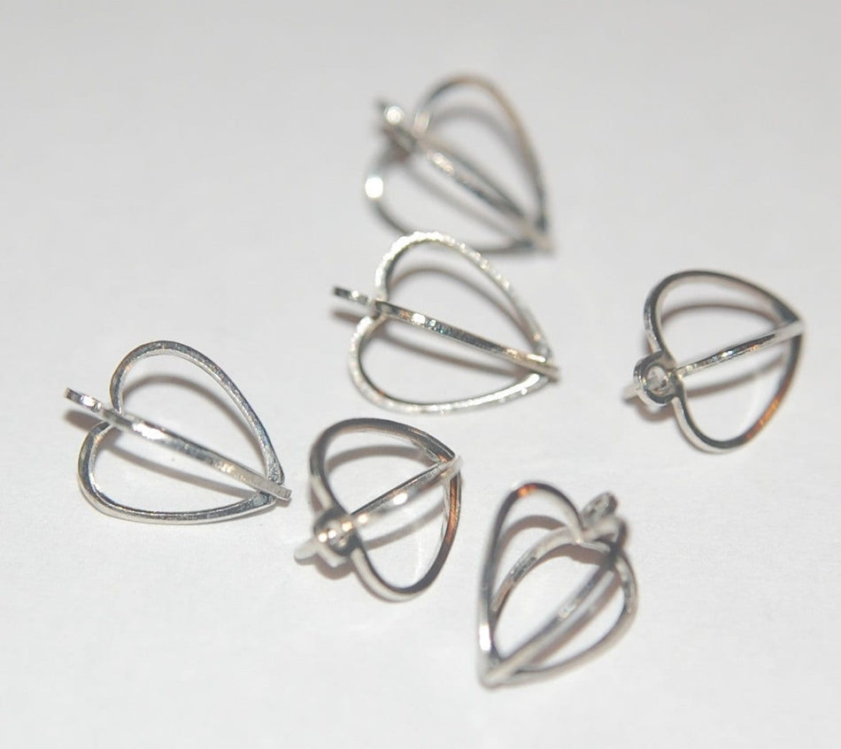 Open Silver Tone Heart Shaped Charm Drops chr090A