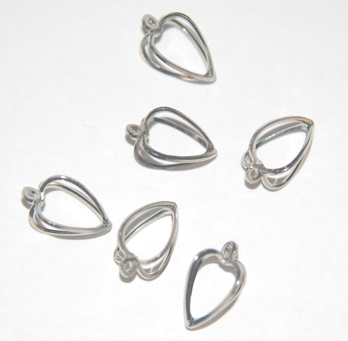 Open Silver Tone Heart Shaped Charm Drops chr090A