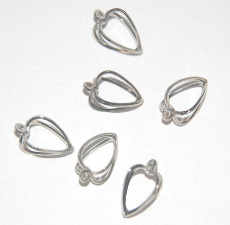 Open Silver Tone Heart Shaped Charm Drops chr090A