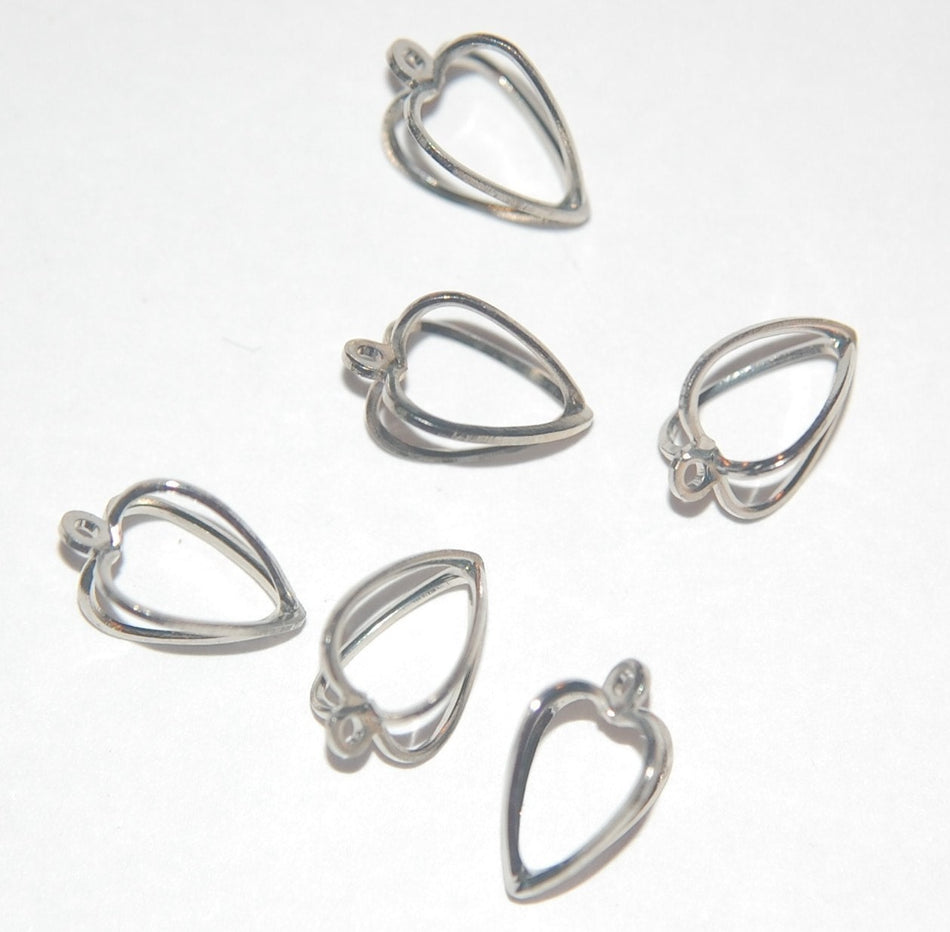 Open Silver Tone Heart Shaped Charm Drops chr090A