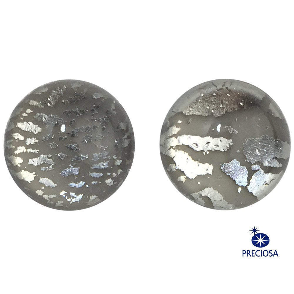 Preciosa Handmade Gray Foil Opal Round Cabochon 13mm (2) cab3006L