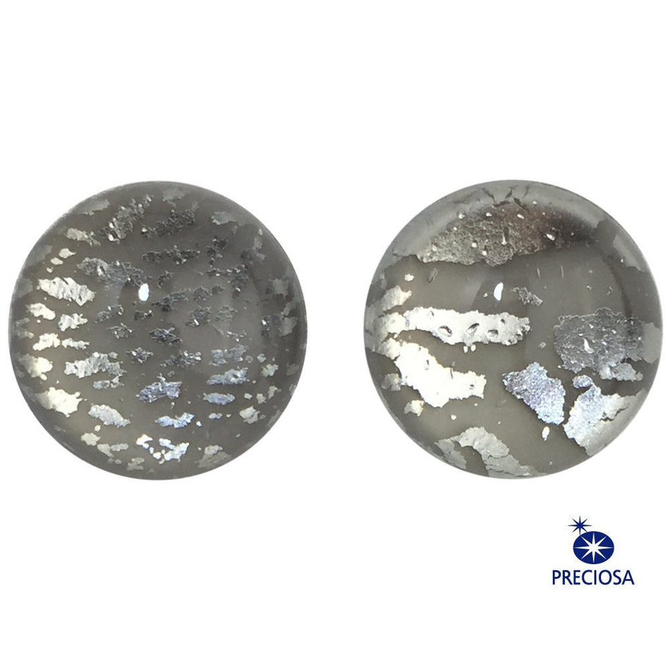 Preciosa Handmade Gray Foil Opal Round Cabochon 13mm (2) cab3006L