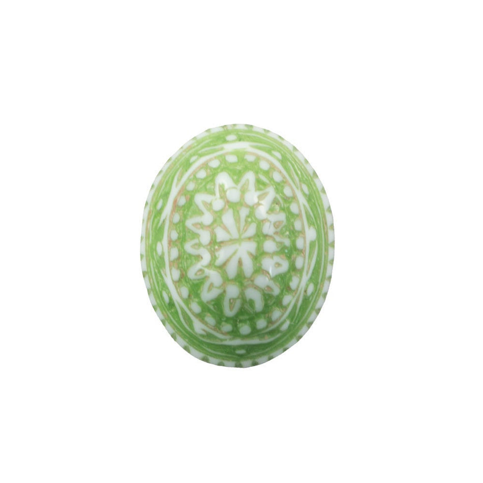 Vintage Mosaic Green and White Cabochons 10x8mm (8) cab714V
