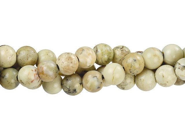 Dakota Stones White African Opal 8mm Round Gemstones. 8" Strand. WAF8RD-8