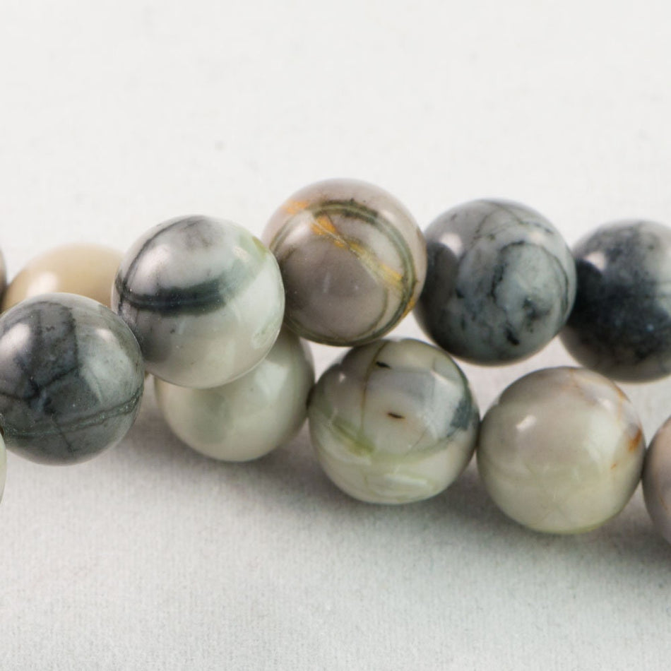 Dakota Stones Picasso Jasper 10mm Round Gemstones. 8" Strand. PIC10RD-8