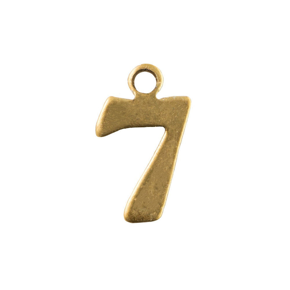 Raw Brass Number Seven Charm Drops 11x6mm (10) chr226G