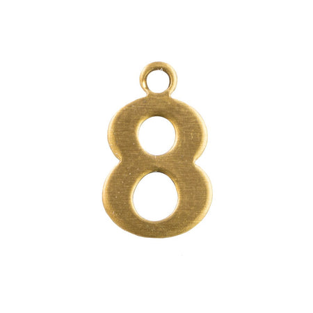 Raw Brass Number Eight Charm Drops 12x7mm (10) chr226H