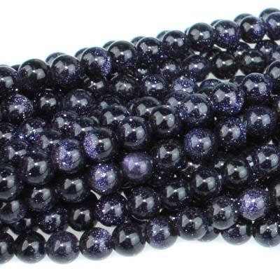 Dakota Stones Blue Goldstone 6mm Round Gemstones. 8" Strand. BGS6RD-8