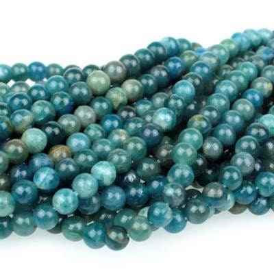 Dakota Stones Blue Apatite 4mm Round Gemstones. 8" Strand. BAP4RD-8