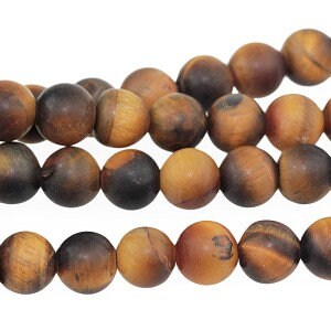 Dakota Stones Matte Tiger Eye 6mm Round Gemstones. 8" Strand. TGE6RD-M-8