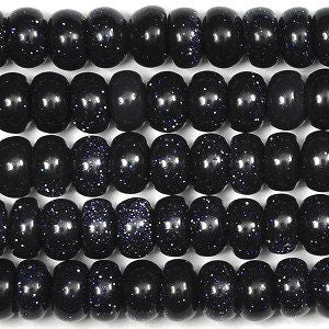 Dakota Stones Blue Goldstone 6mm Rondelles Gemstones. 8" Strand. BGS6RL-8