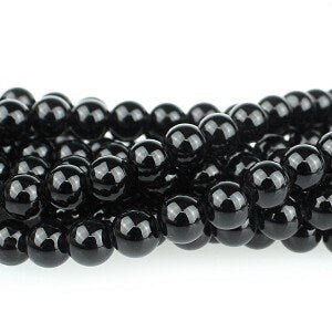 Dakota Stones Onyx 6mm Round Gemstones. 8" Strand. ONX6RD-8