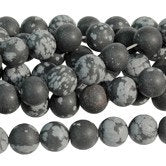 Dakota Stones Matte Snowflake Obsidian 6mm Round Gemstones. 8" Strand. SNO6RD-M-8