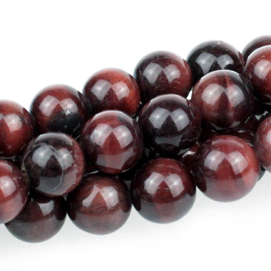 Dakota Stones Red Tiger Eye 10mm Round Gemstones. 8" Strand. RTE10RD-8
