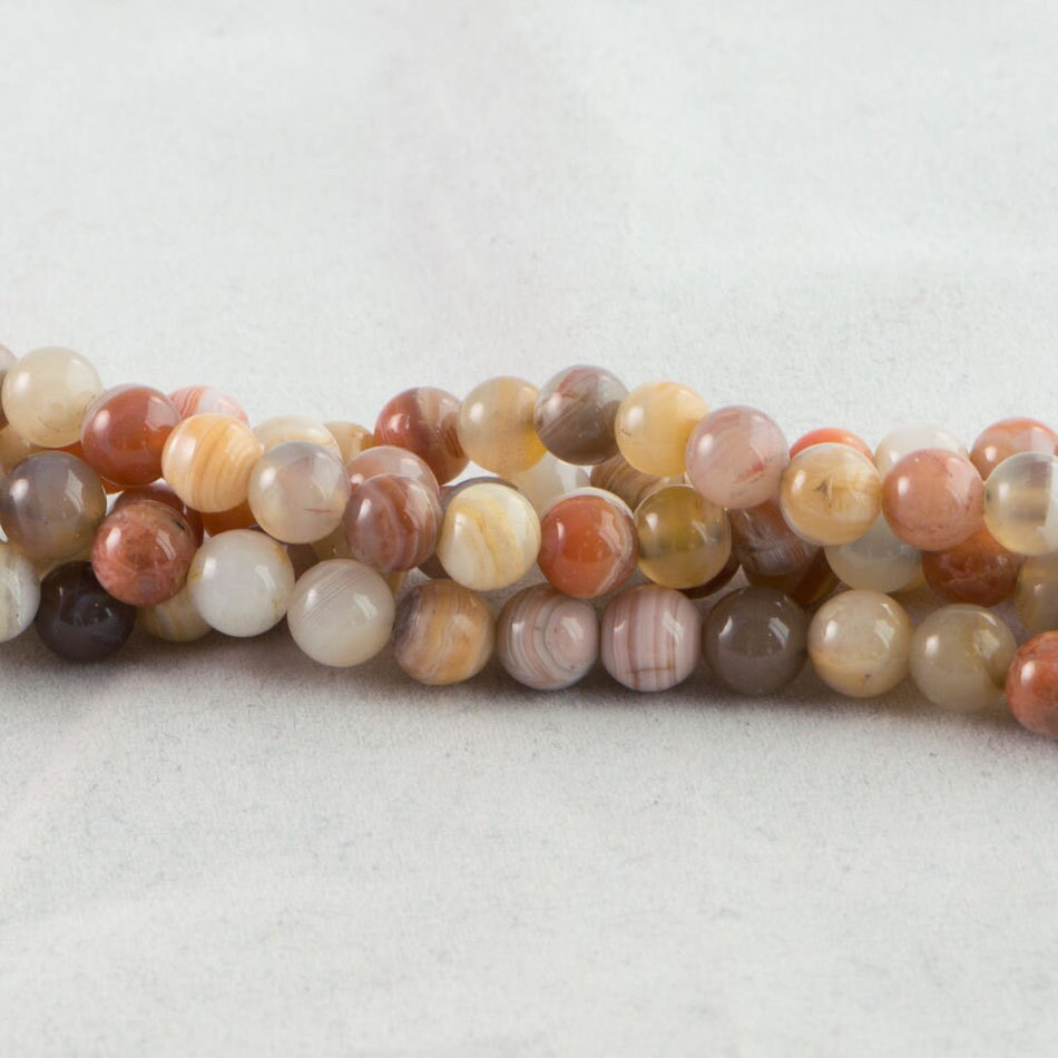 Dakota Stones Crazy Lace Agate 6mm Round Beads Gemstones. 8" Strand. CLA6RD-8