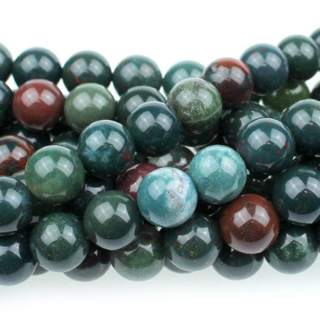 Dakota Stones Bloodstone 8mm Round Gemstones. 8" Strand. BLD8RD-8