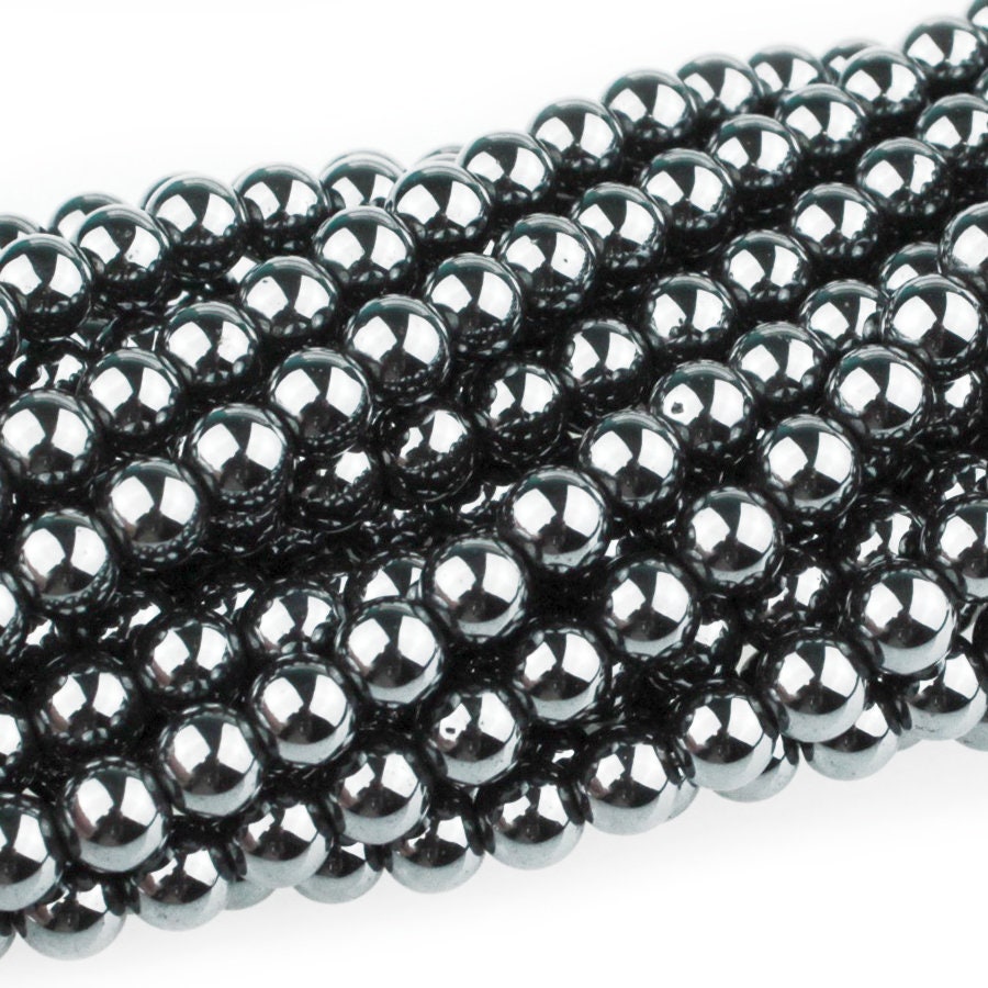 Dakota Stones Hematite 6mm Round Gemstones. 8" Strand. HEM6RD-8