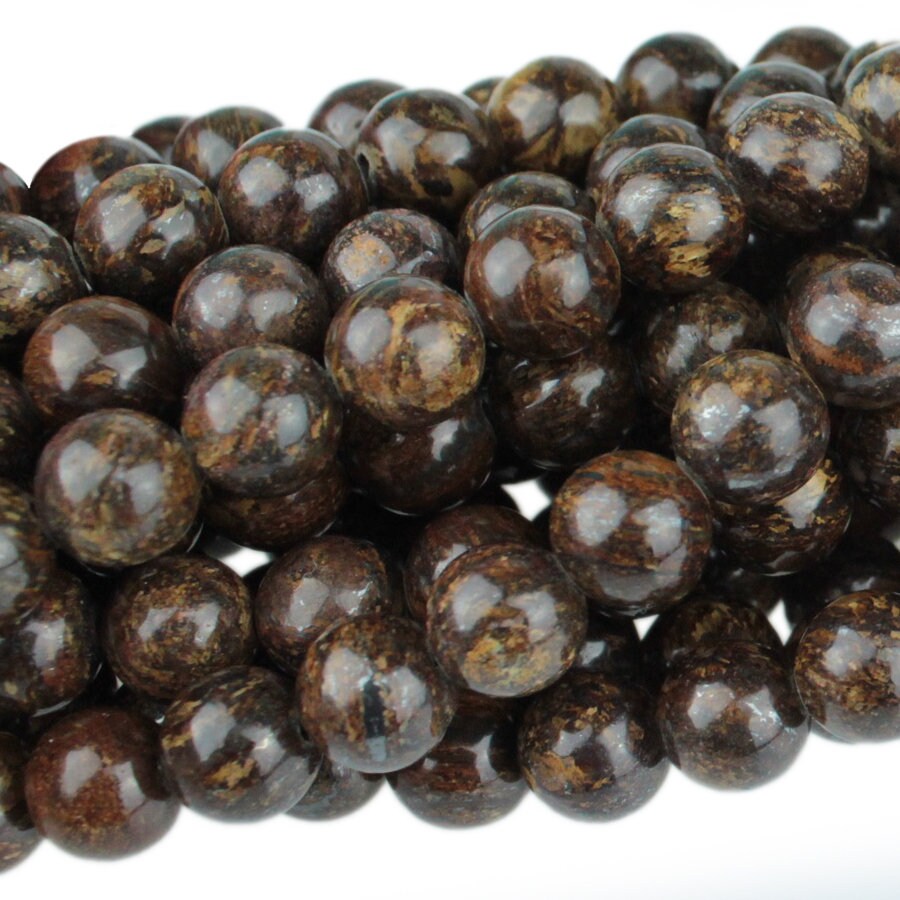 Dakota Stones Bronzite 10mm Round Gemstones. 8" Strand. BRZ10RD-8