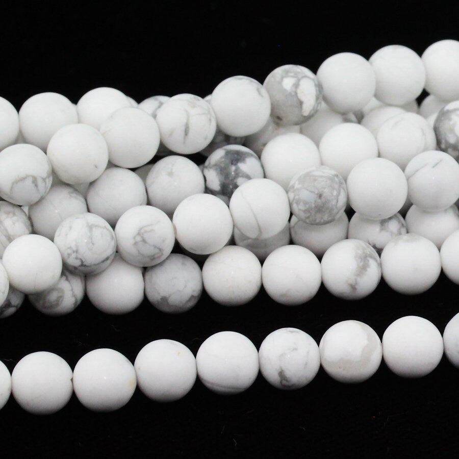 Dakota Stones White Howlite 6mm Round Gemstones. 8" Strand. WHT6RD-8