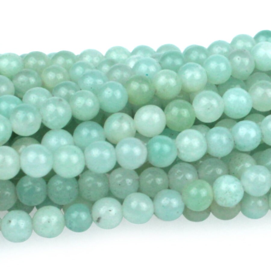 Dakota Stones Amazonite 4mm Round Gemstones. 8" Strand. AMZ4RD-8