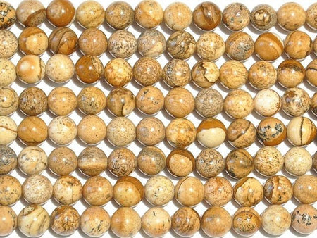 Dakota Stones Picture Jasper 10mm Round Gemstones. 8" Strand. PJR10RD-8