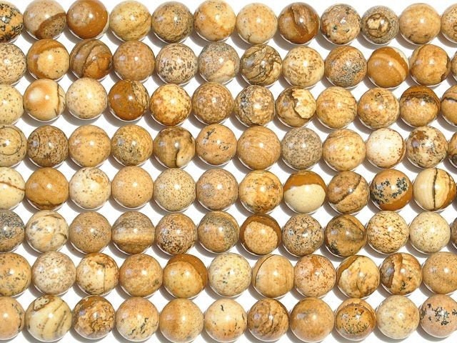 Dakota Stones Picture Jasper 10mm Round Gemstones. 8" Strand. PJR10RD-8