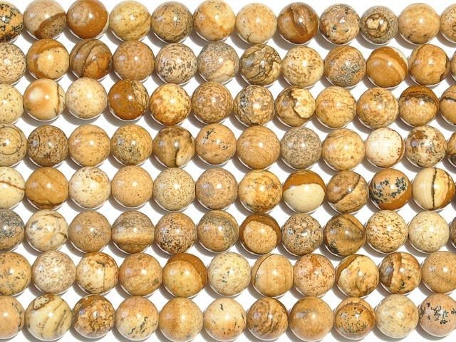 Dakota Stones Picture Jasper 12mm Round Gemstones. 8" Strand. PJR12RD-8