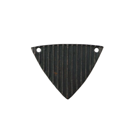 2 Hole Matte Black Plated Stripe Ribbed Triangle Pendant Findings (8) mtl376E