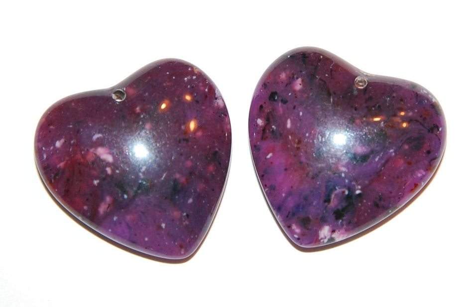 Purple Marbled Vintage Lucite Heart Pendant pnd091A