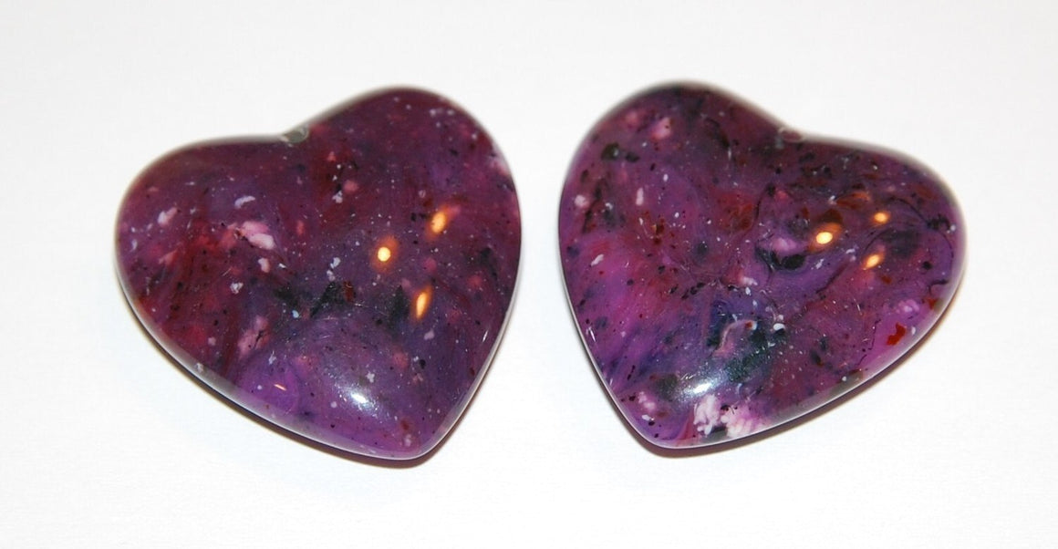 Purple Marbled Vintage Lucite Heart Pendant pnd091A