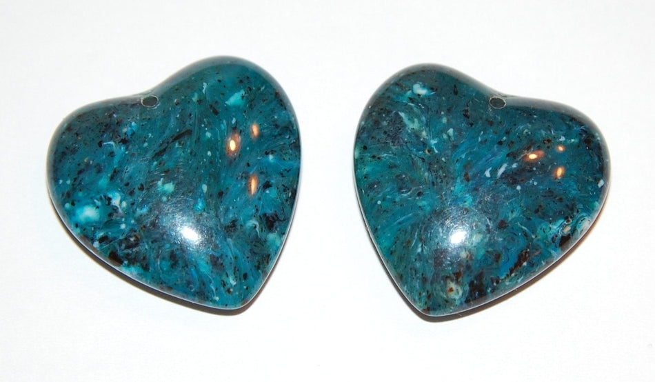 Teal Blue Marbled Vintage Lucite Heart Pendant pnd091