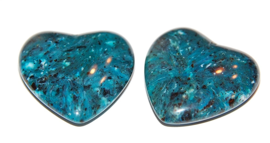 Teal Blue Marbled Vintage Lucite Heart Pendant pnd091