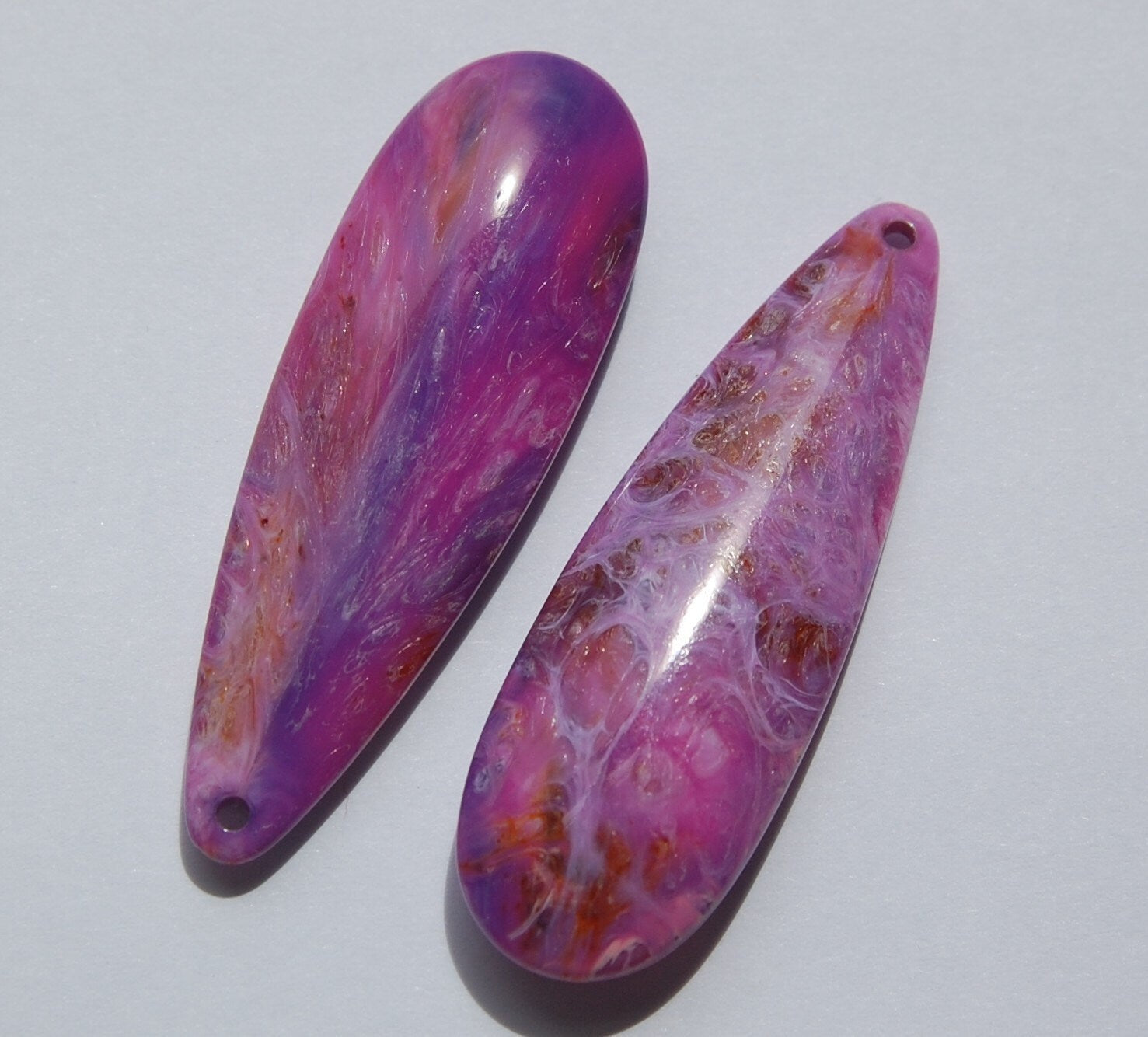 Vintage Pink Purple Marbled Plastic Teardrop Pendants pnd117