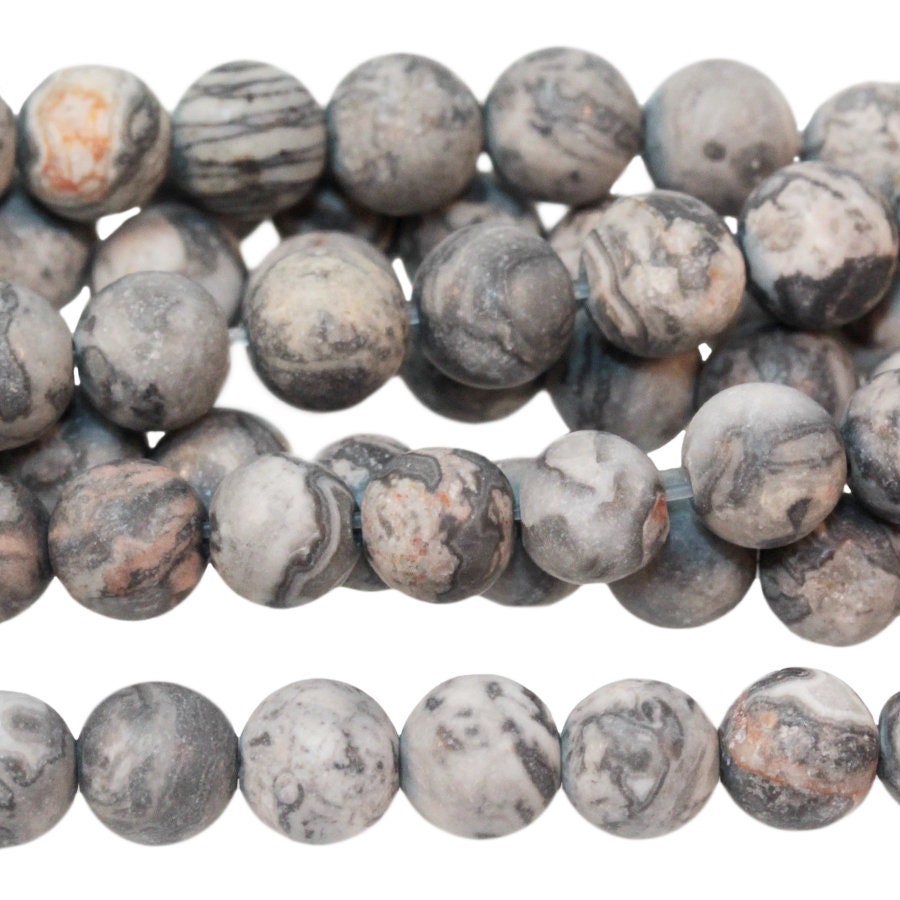 Dakota Stones Matte Silver Crazy Lace Agate 6mm Round Gemstones 8" Strand SCA6RD-M-8